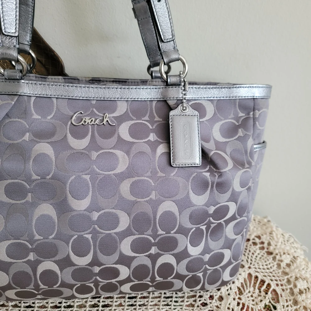 Coach Gray Signature Tote Bag